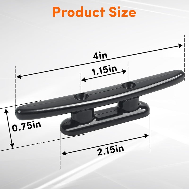 VEITHI Black Nylon Boat Cleat 4"/5"/6"/8", Dock Cleat with Hardware 4 Pack,Boat Dock Cleats Kayak Cleat Rope Cleat Used for Docking Boats, Canoe,Mooring,Maritime Decor,Dock Tie Down Cleats - Image 2